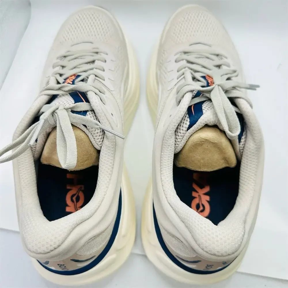HOKA Bondi 9 Men's Running Shoes 'Stucco/Grout' White/Blue Size 11 D With Box